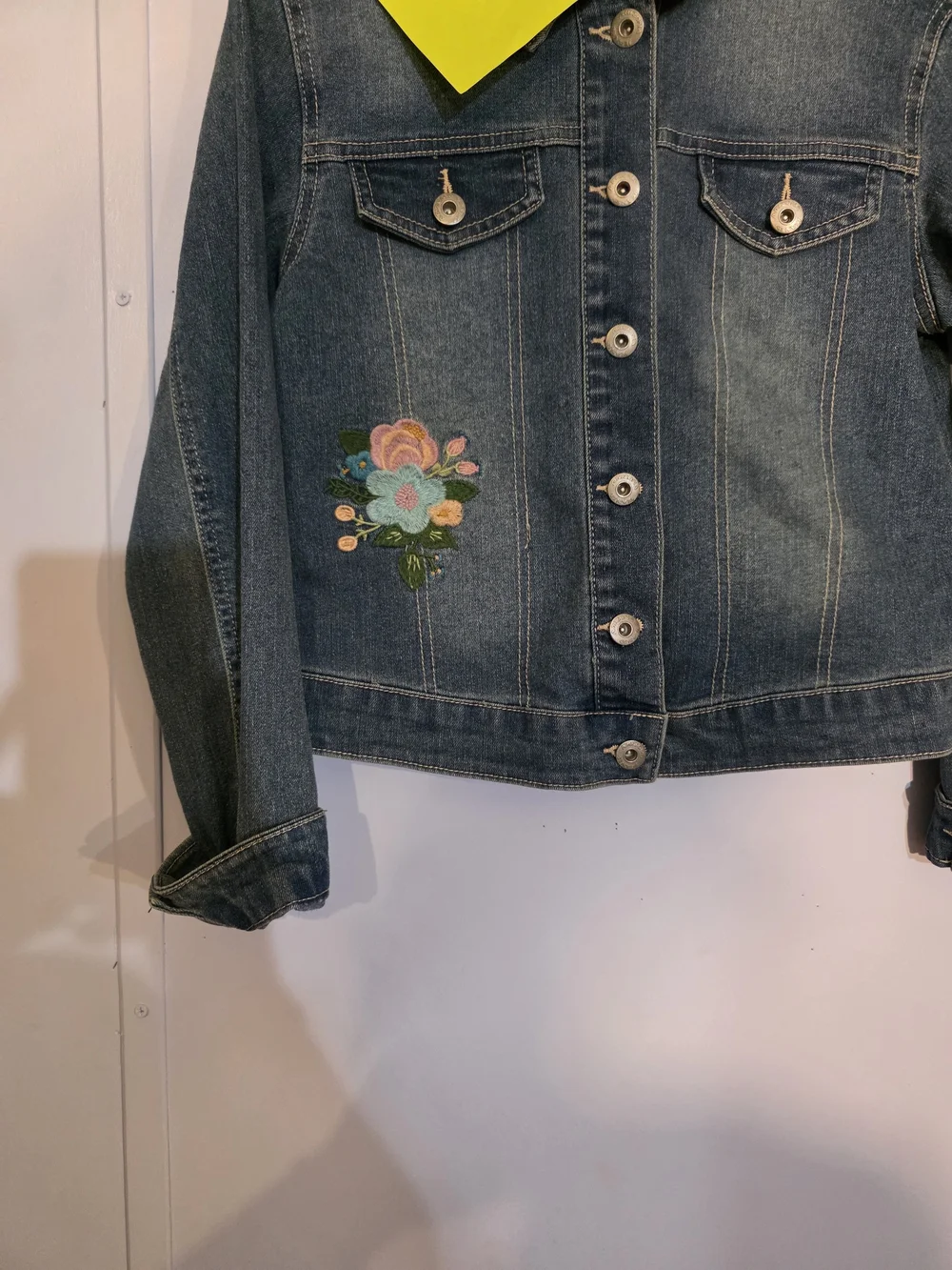 Arizona Jean Denim Jacket Girls Size Large 12 Flowers Wild Child